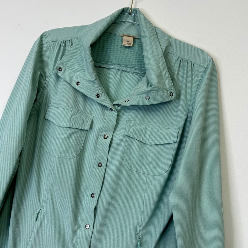 Duluth Trading Sol Survivor Sun Protection Shirt Women's Medium Teal UPF Snap - Picture 3 of 9